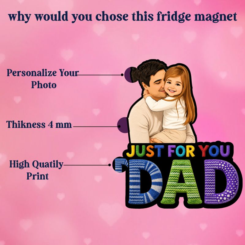 Personalized Photo Fridge Magnet for Dad  Daughter & Father Gift Gift for Papa & Grandpaa Photo Fridge Magnet for Refrigerator & Almirah Decor